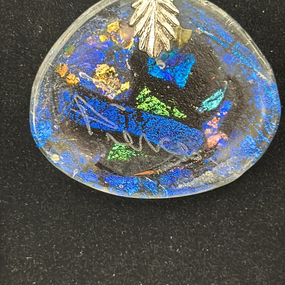 Beautiful Large Signed Glass Vintage Pendant On Cord Necklace - Picture 9 of 15